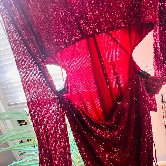 FASHION NOVA Burgundy Sequin Mini Dress - Picture 10 of 17